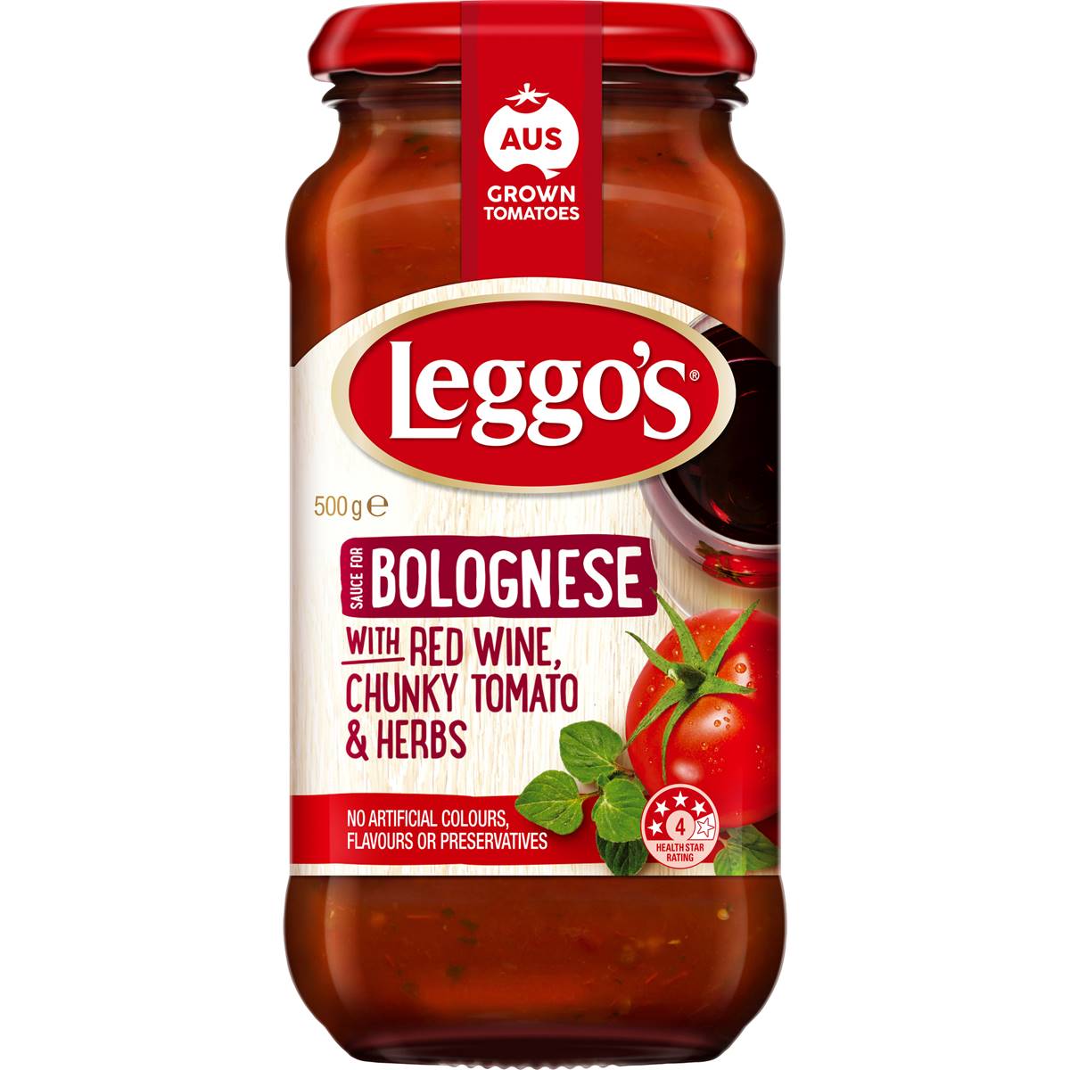 Leggo's Pasta Sauce Bolognese Red Wine Chunky Tomato & Herbs 500g