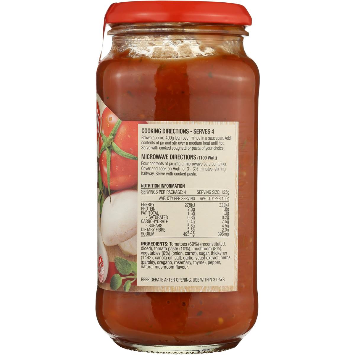 Leggo's Pasta Sauce Bolognese Mushroom 500g Woolworths