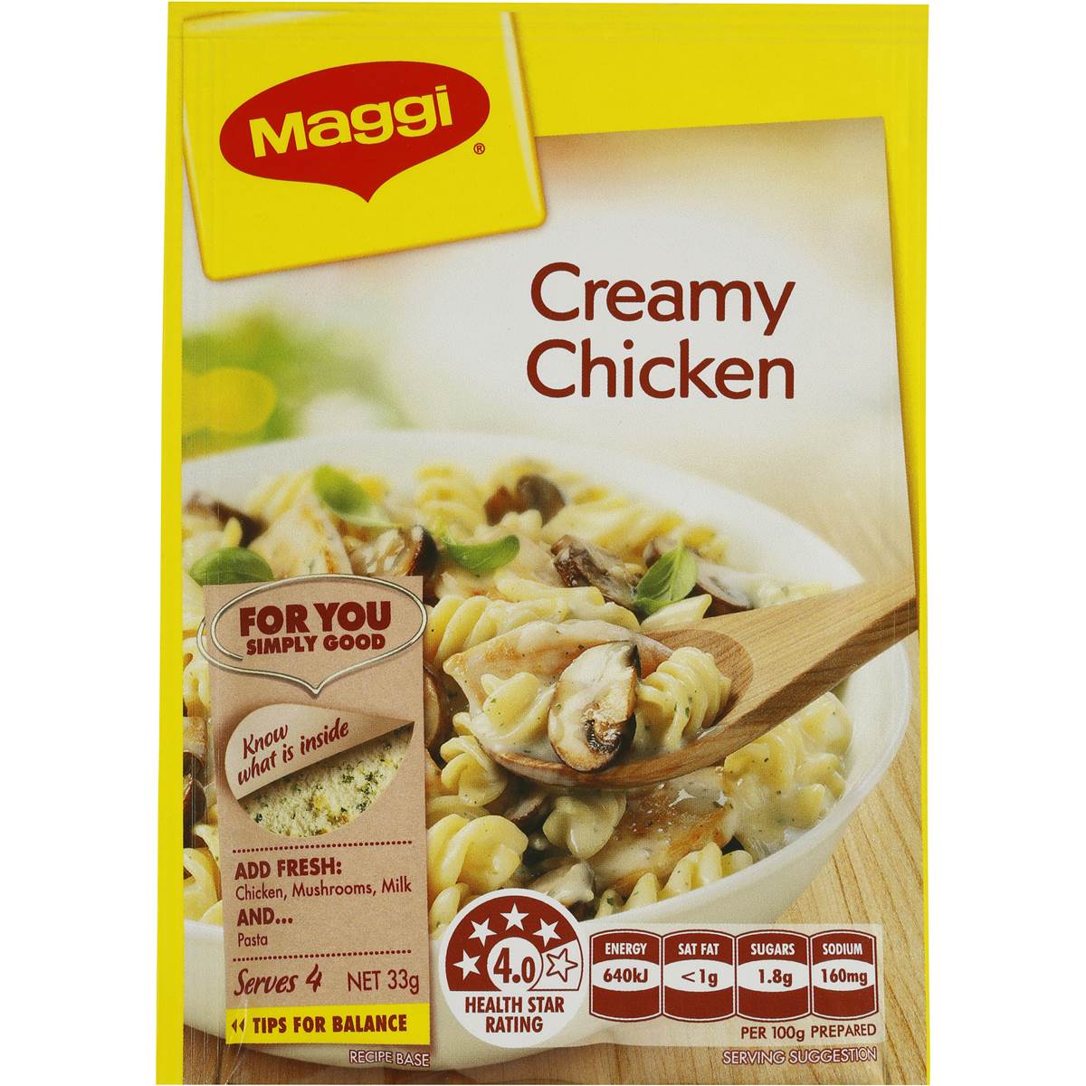 Maggi Creamy Chicken Pasta Recipe Base 33g Woolworths