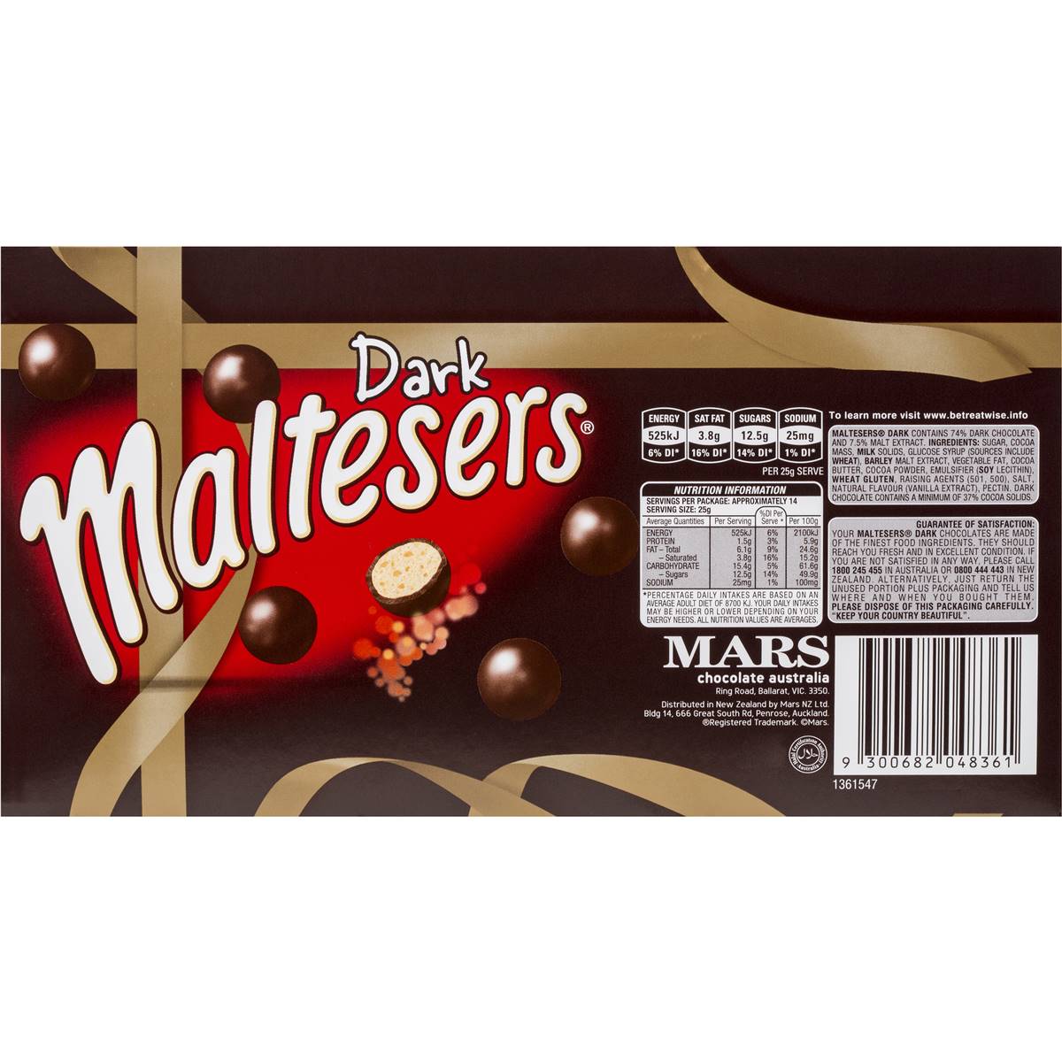 Maltesers Dark Chocolate 360g Gift Box Woolworths