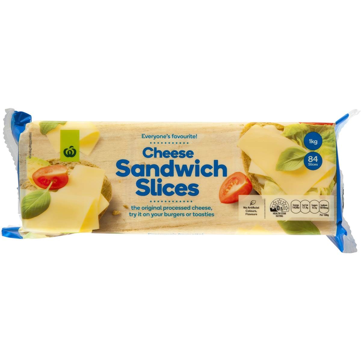 Woolworths Sandwich Cheese Slices 84pk 1kg 1kg Woolworths
