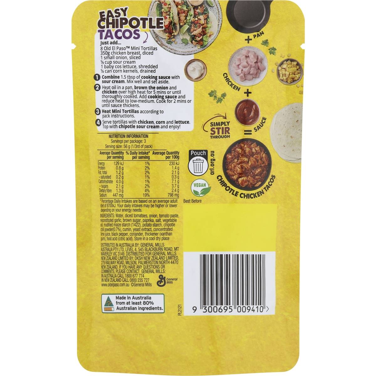 Old El Paso Chipotle Tacos Mild Cooking Sauce 170g Woolworths
