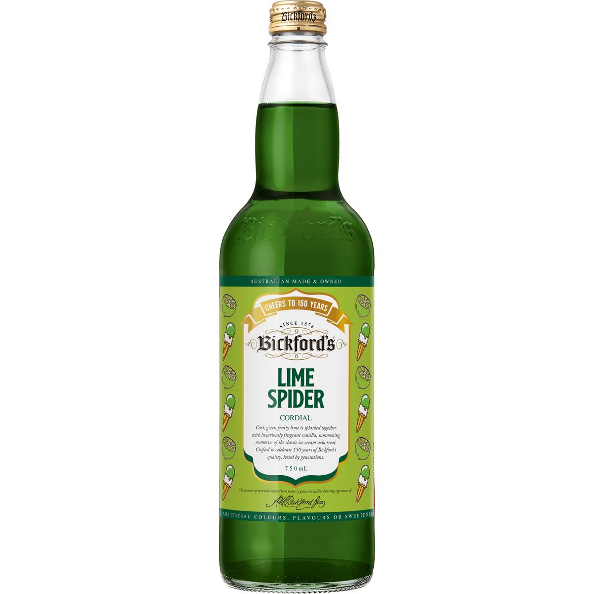 Bickford's Lime Spider Cordial 750ml | Woolworths