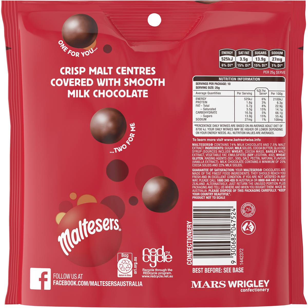Maltesers Milk Chocolate Large Bag 250g Woolworths
