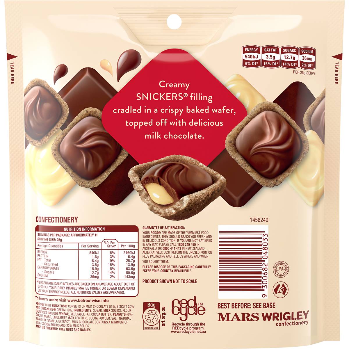 Snickers Pods Chocolate Large Bag 280g Woolworths