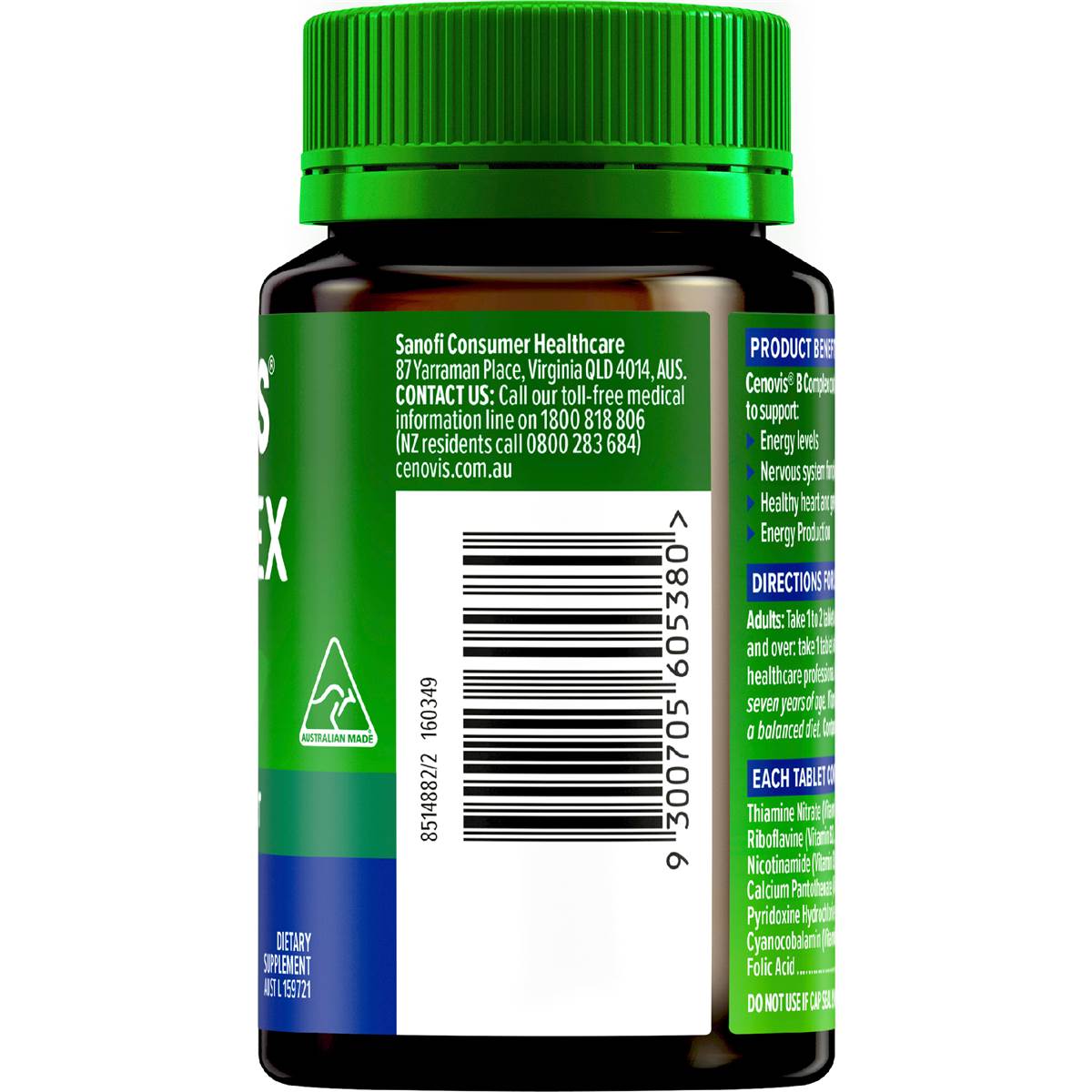 Cenovis Vitamin B Complex With B3 B6 + B12 For Energy 150 Pack Woolworths