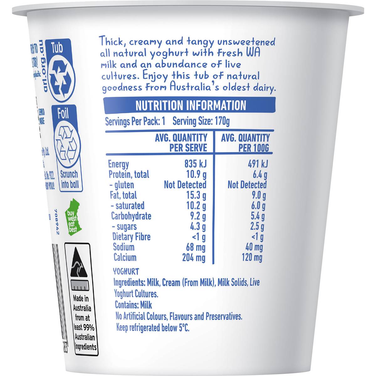 Brownes Greek Style Yoghurt 170g 