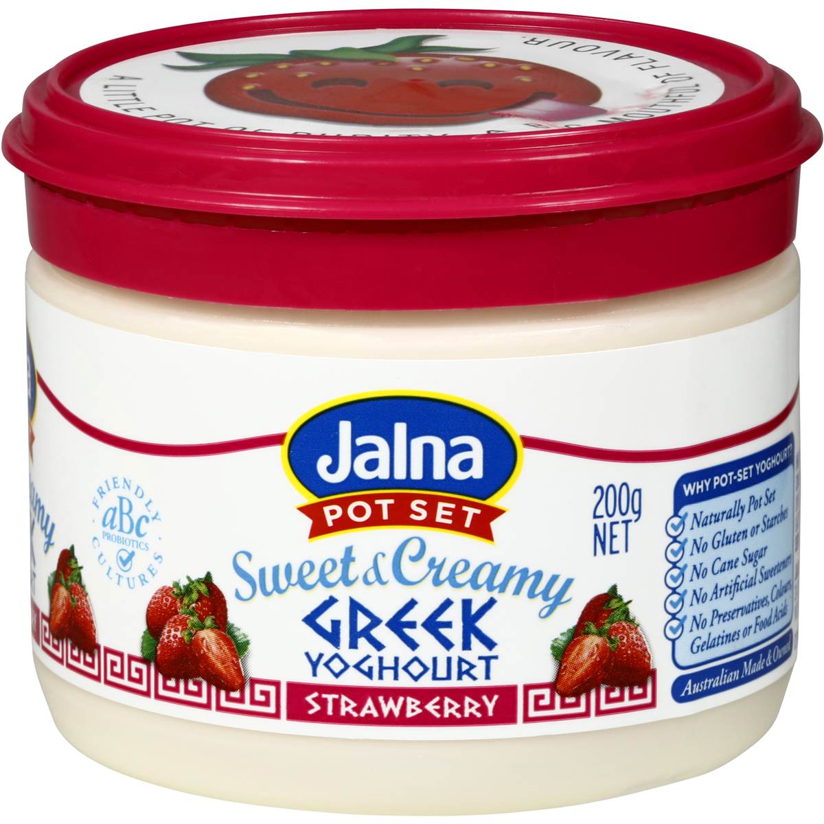 Jalna Sweet & Creamy Greek Yoghurt Strawberry 200g Woolworths