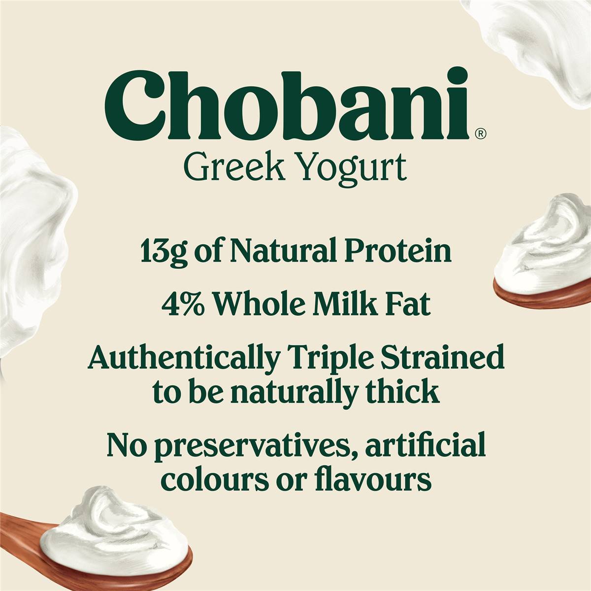 Chobani Greek Yogurt Natural Whole Milk 907g Woolworths