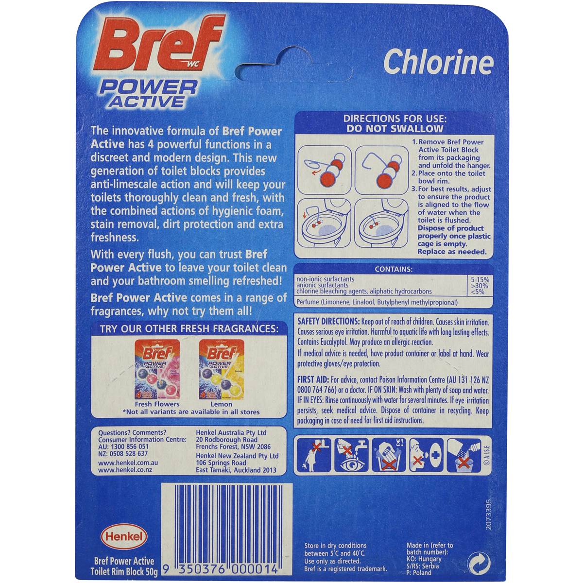 Bref Power Active Toilet Cleaner Active Chlorine 4 In 1 50g Woolworths