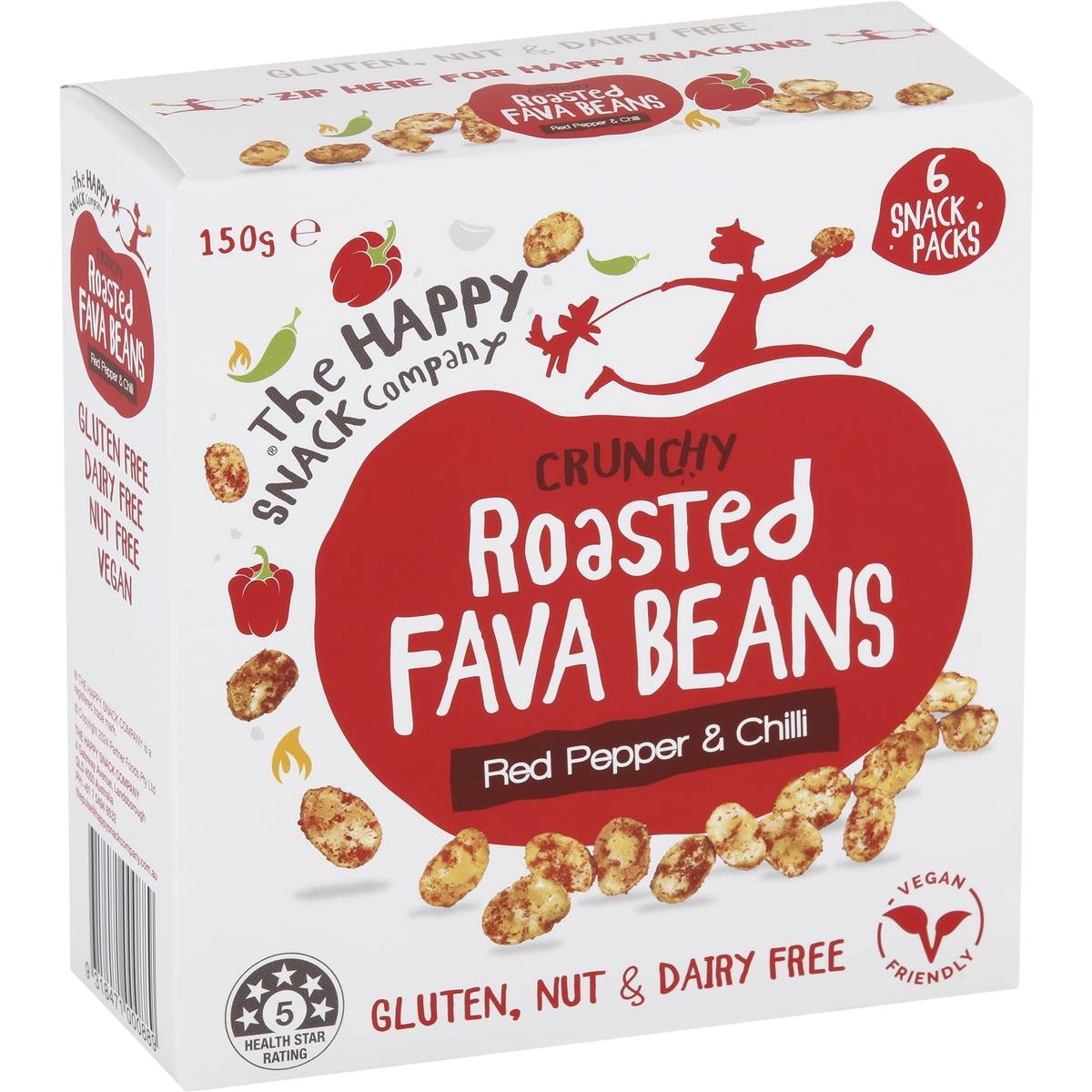 The Happy Snack Company Roasted Fava Beans Red Pepper & Chilli