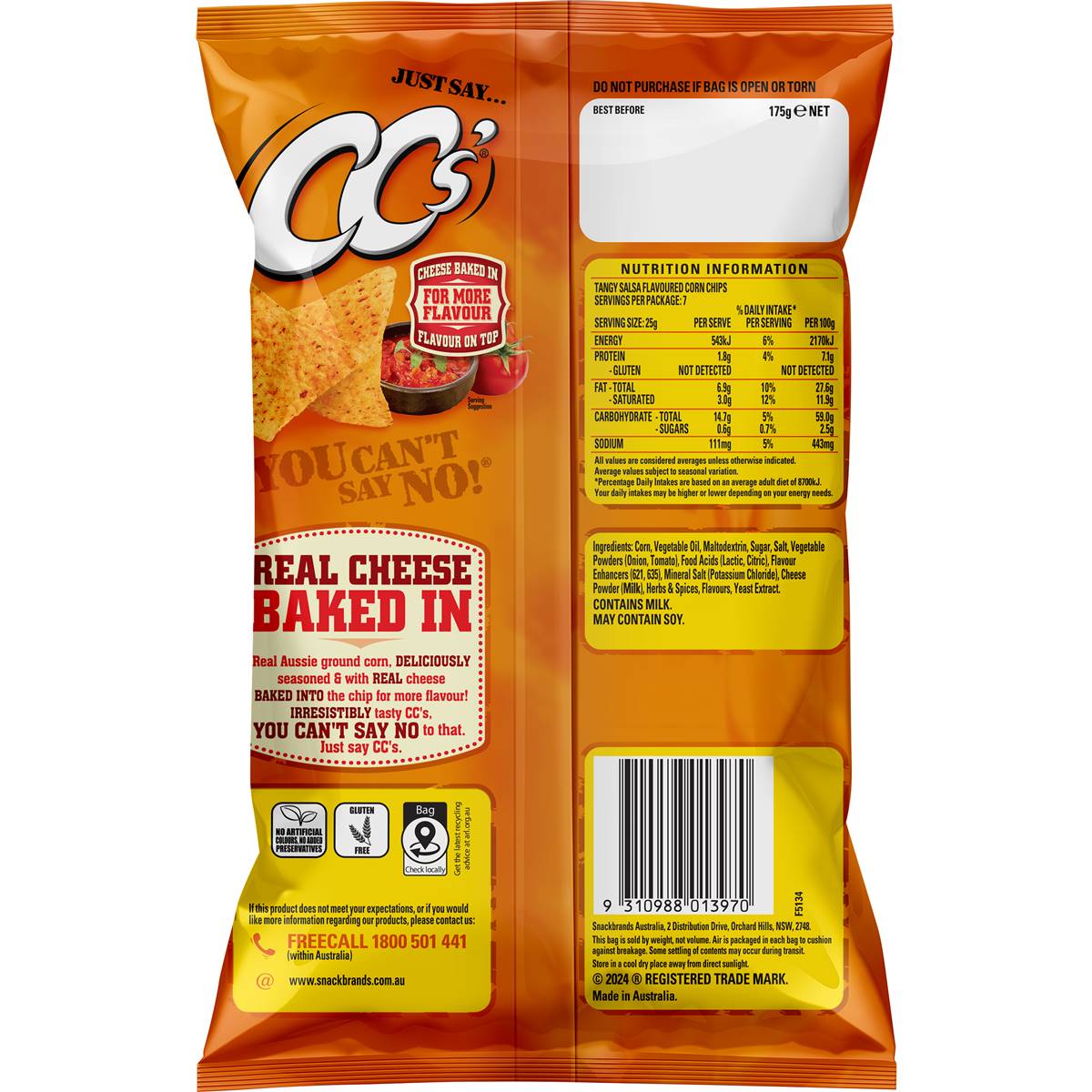 Cc's Corn Chips Tangy Salsa 175g Woolworths