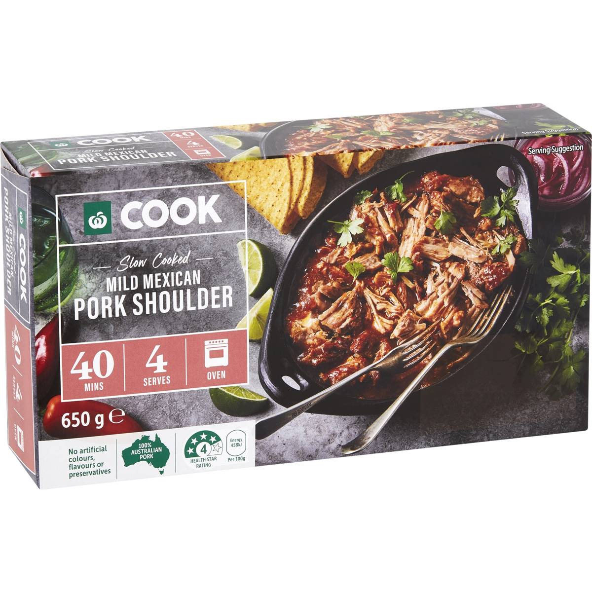Woolworths COOK Slow Cooked Mild Mexican Pork Shoulder 650g