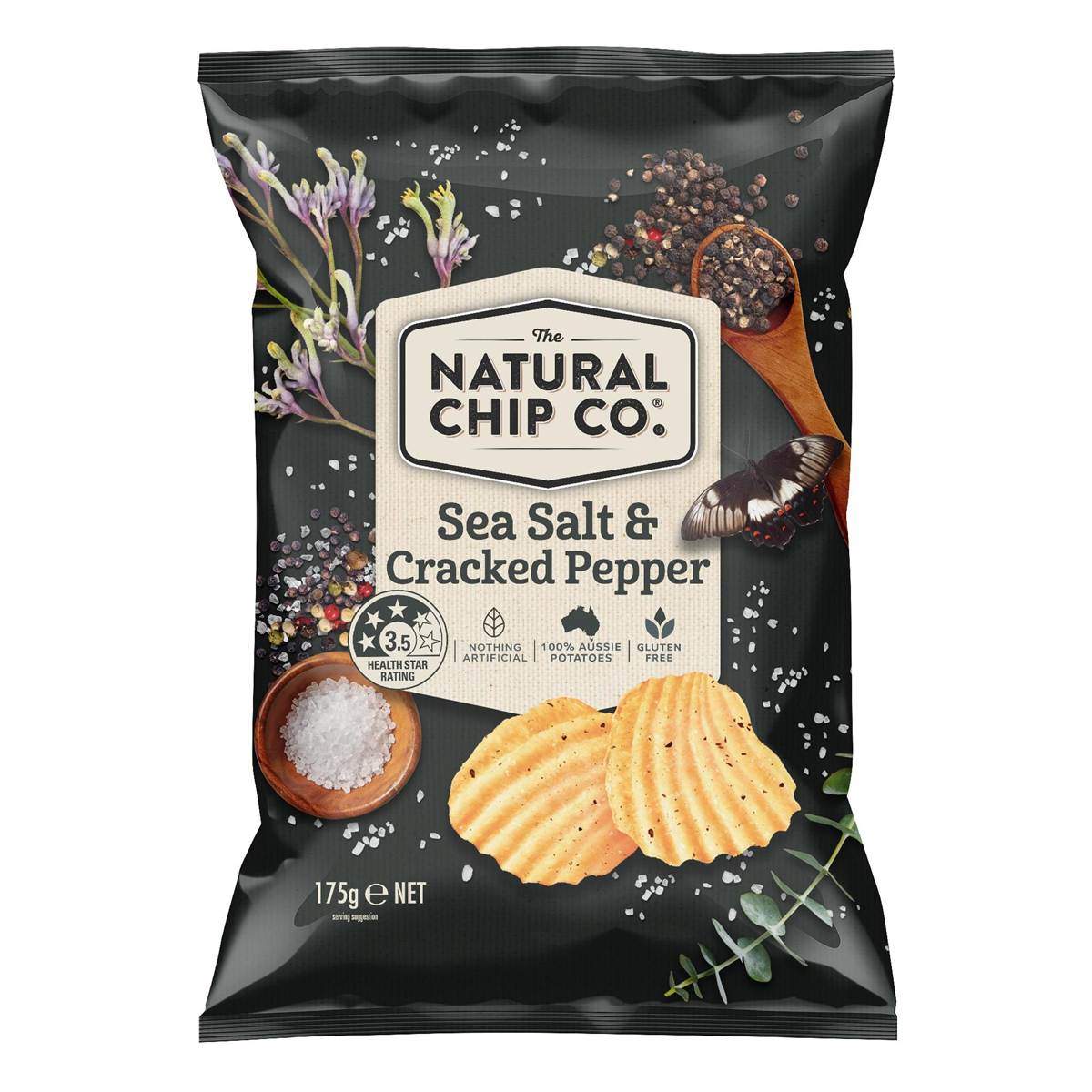 Natural Chip Co Sea Salt & Cracked Pepper 175g Woolworths