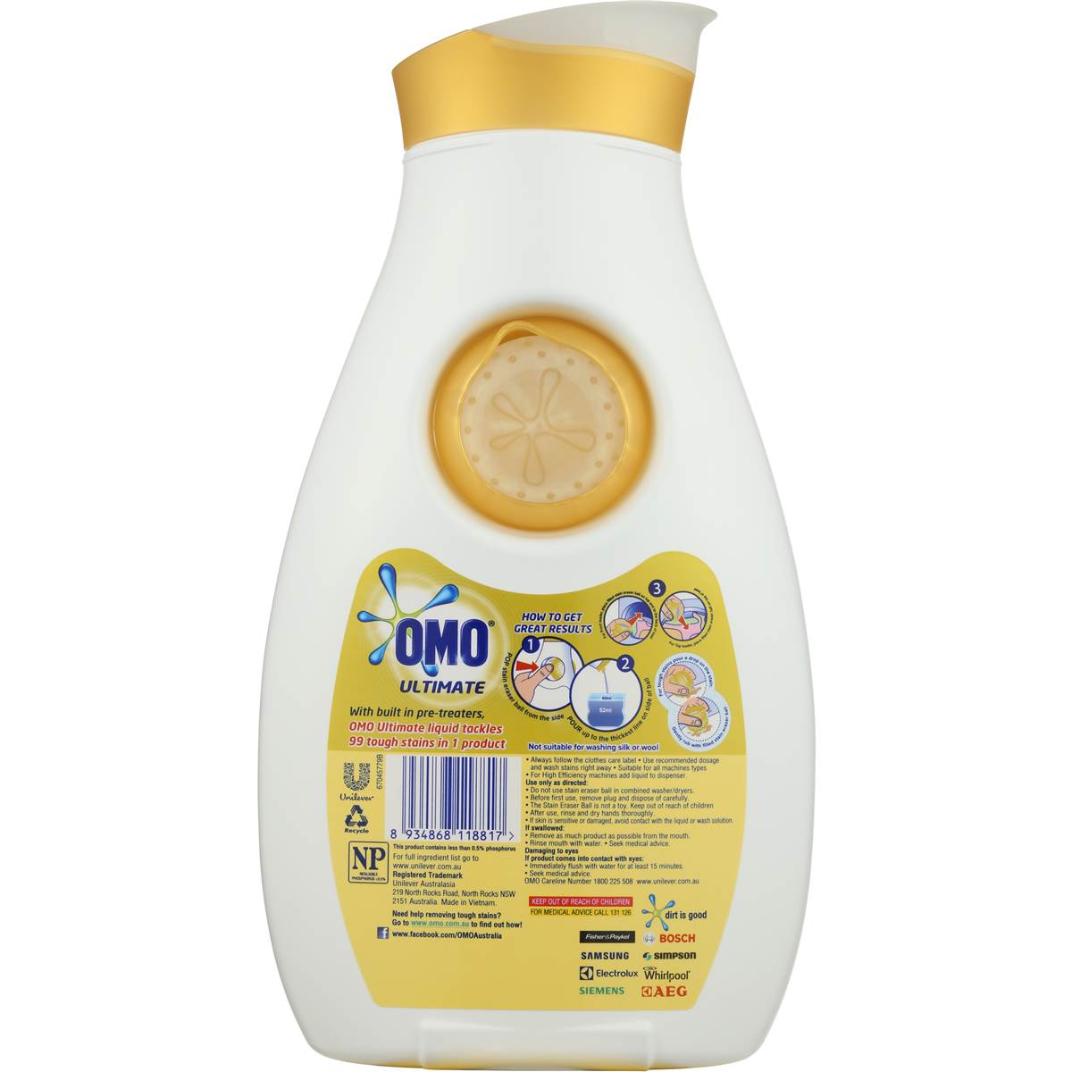 Omo Ultimate Laundry Liquid Detergent Front & Top Loader 900ml Woolworths