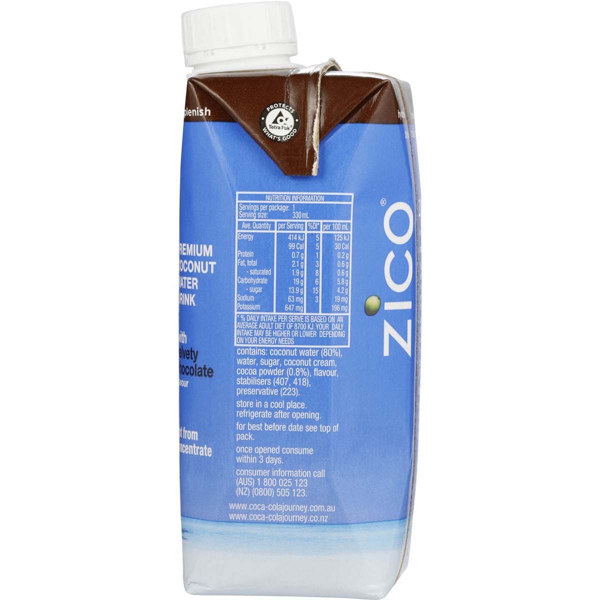 Zico Coconut Water Chocolate 330ml Bottle Woolworths