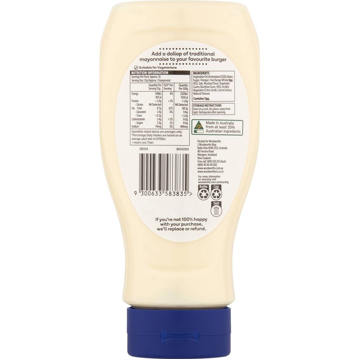 Woolworths Traditional Mayonnaise 470g Woolworths