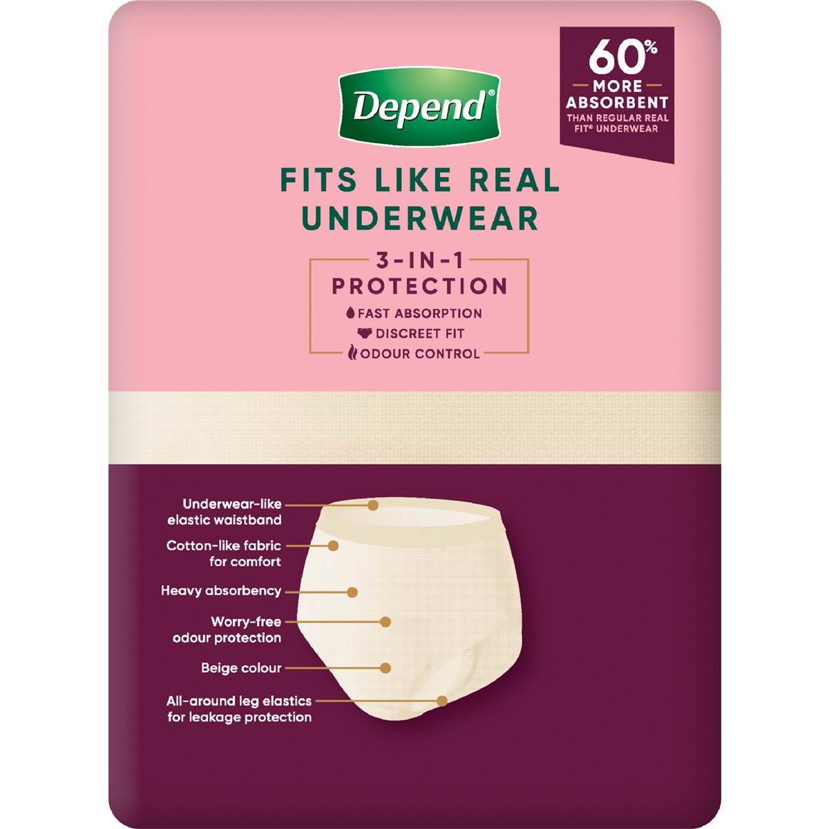 Depend Real Fit Incontinence Underwear Super Women Xl 8 Pack Woolworths