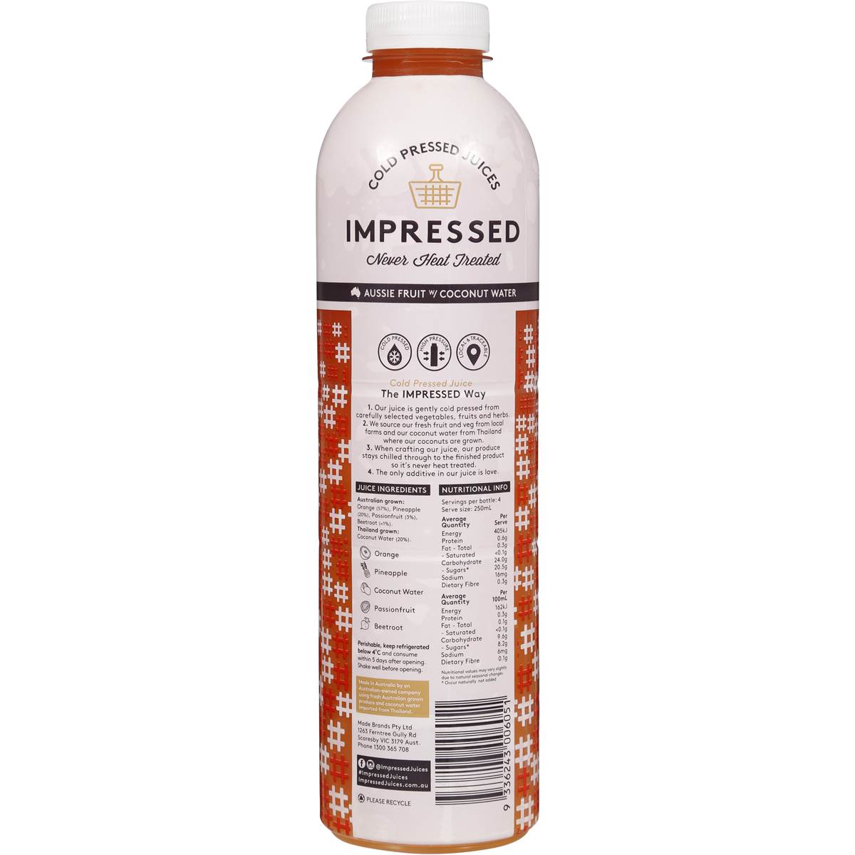 Impressed Cold Pressed Juice Sunny Side Up 1l Woolworths