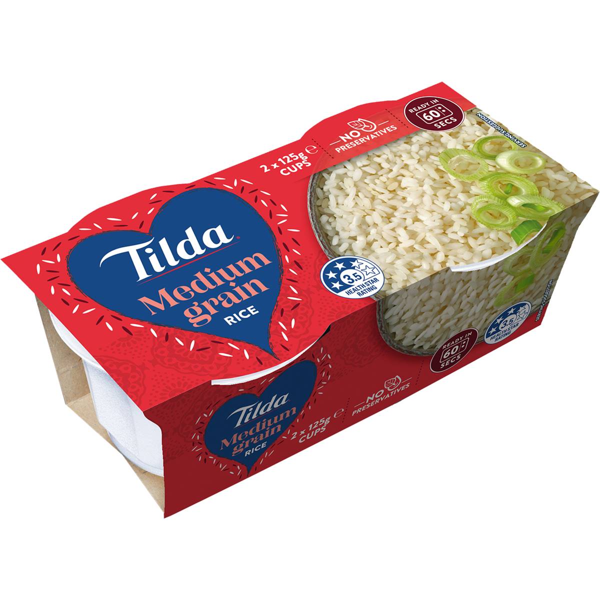 Tilda Microwave Medium Grain Rice Cups 125g X 2 Pack Woolworths