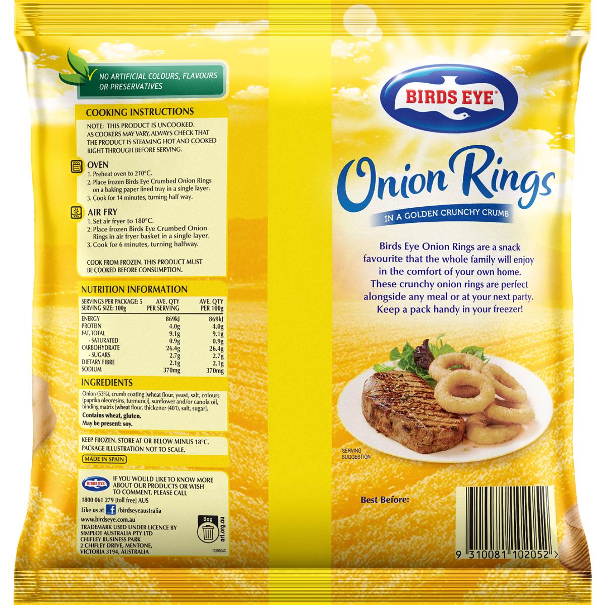 Birds Eye Onion Rings 500g Woolworths