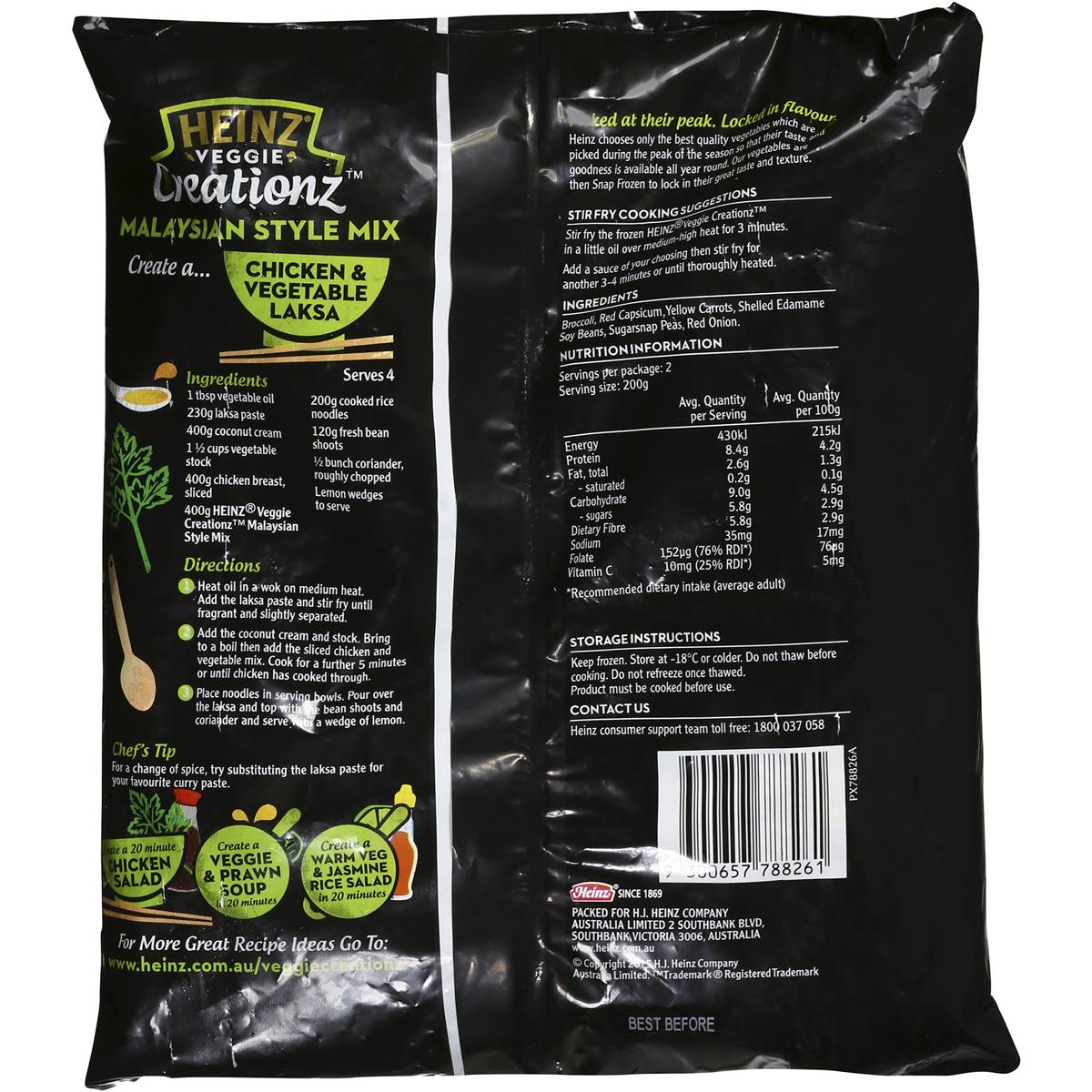 Heinz Creationz Frozen Vegetable Stir Fry Malaysian Style 400g Woolworths
