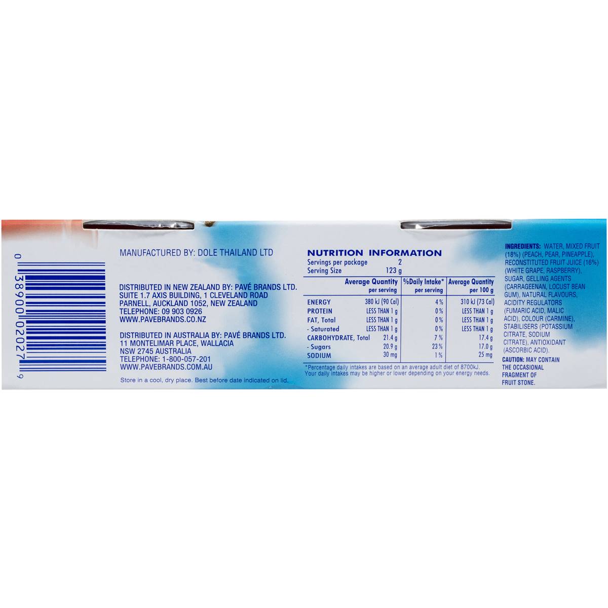 Dole Fruit & Jelly Fruit Mix 2x123g Woolworths