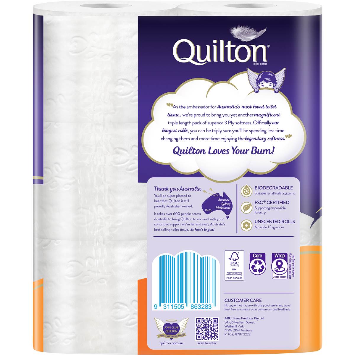 Quilton Toilet Paper Triple Length 3ply 540 Sheets 6pk Woolworths