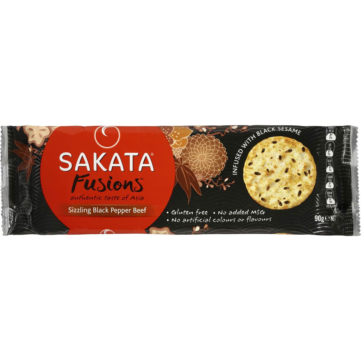 Sakata Fusions Rice Crackers Sizzling Black Pepper Beef 90g Woolworths