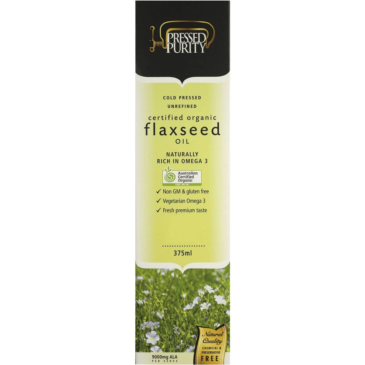 Pressed Purity Flaxseed Oil Organic 375ml Woolworths