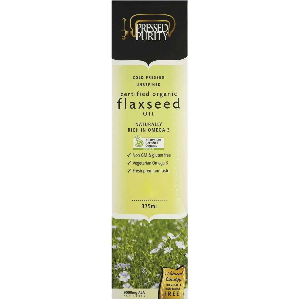 Pressed Purity Flaxseed Oil Organic 375ml Woolworths
