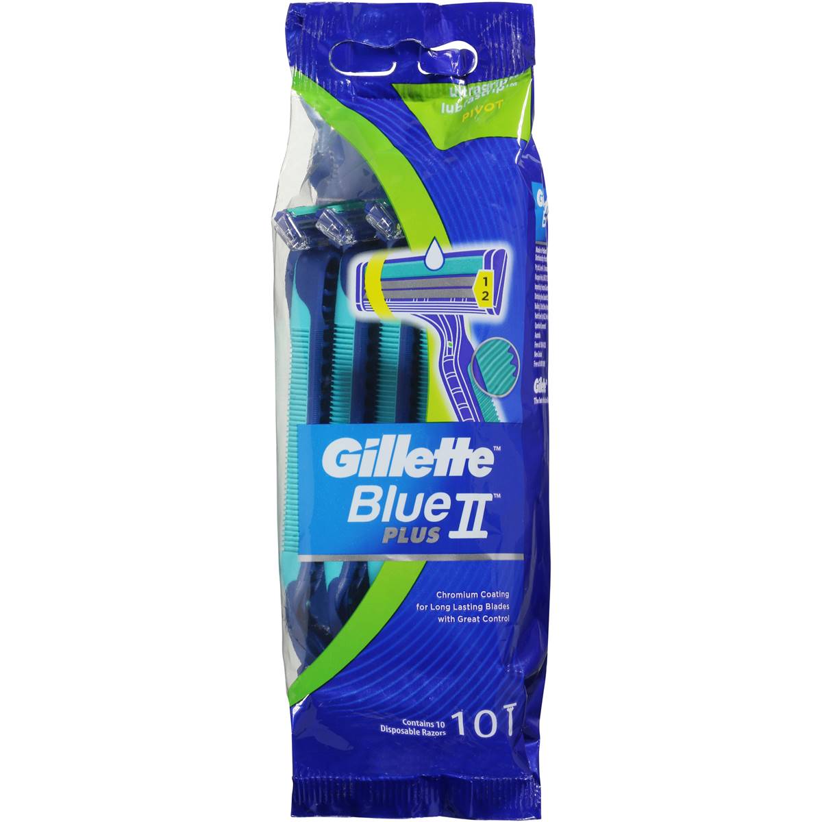 Gillette Blue Ii Disposable Shaving Razor Ultra Grip Pivot 10 Pack