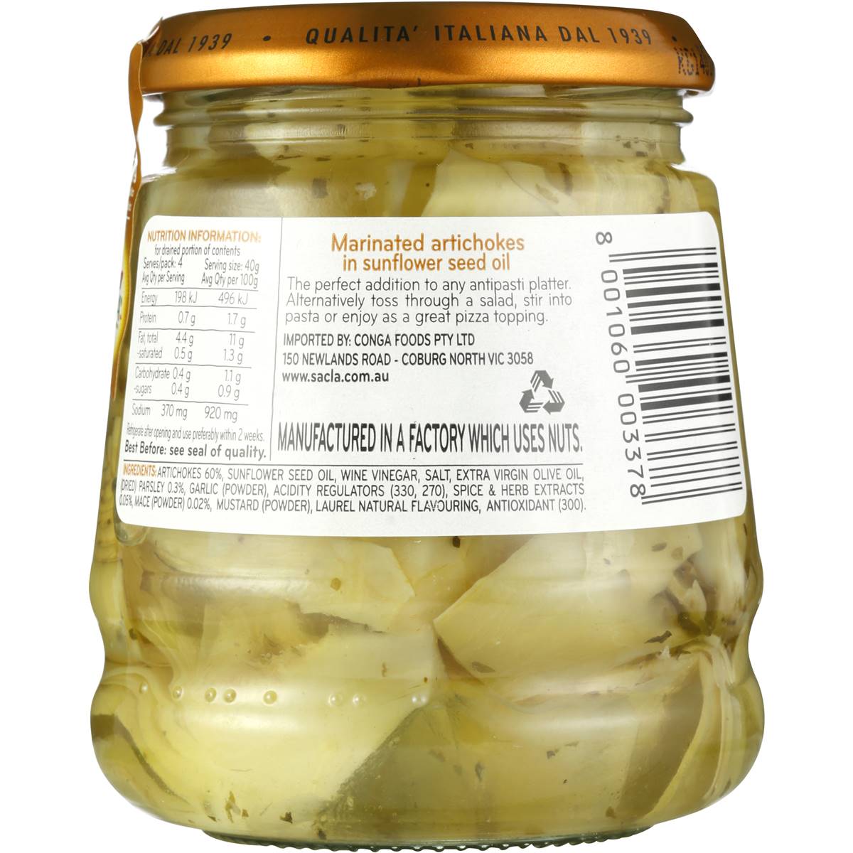 Sacla Artichokes 285g Woolworths