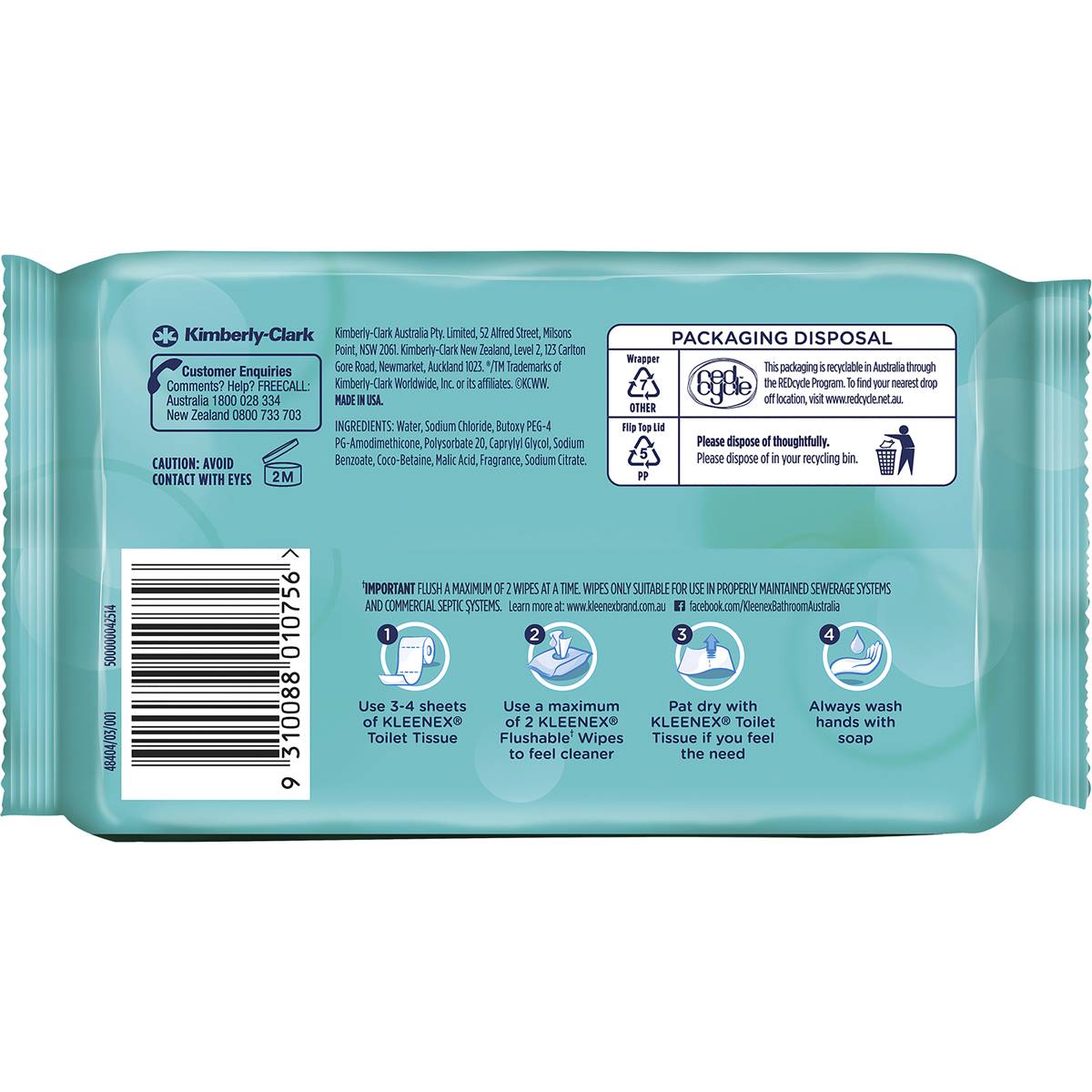 Kleenex Flushable Wipes Scented 42 Pack Woolworths