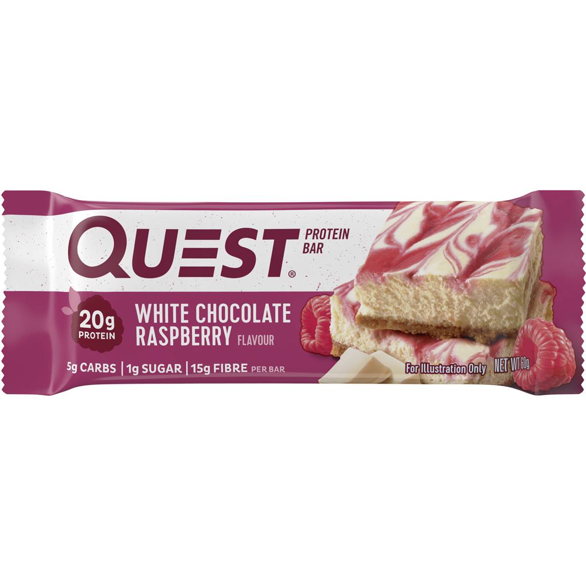 Quest White Chocolate Raspberry 60g Woolworths