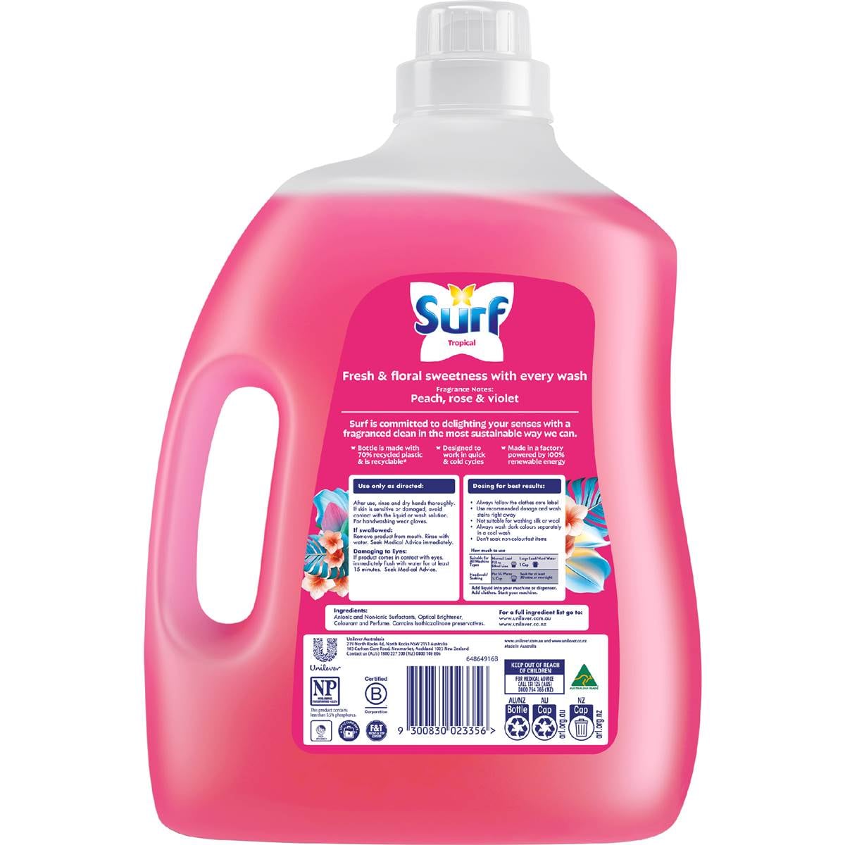 Surf Liquid Washing Detergent Tropical 80 Washes 4 L Woolworths