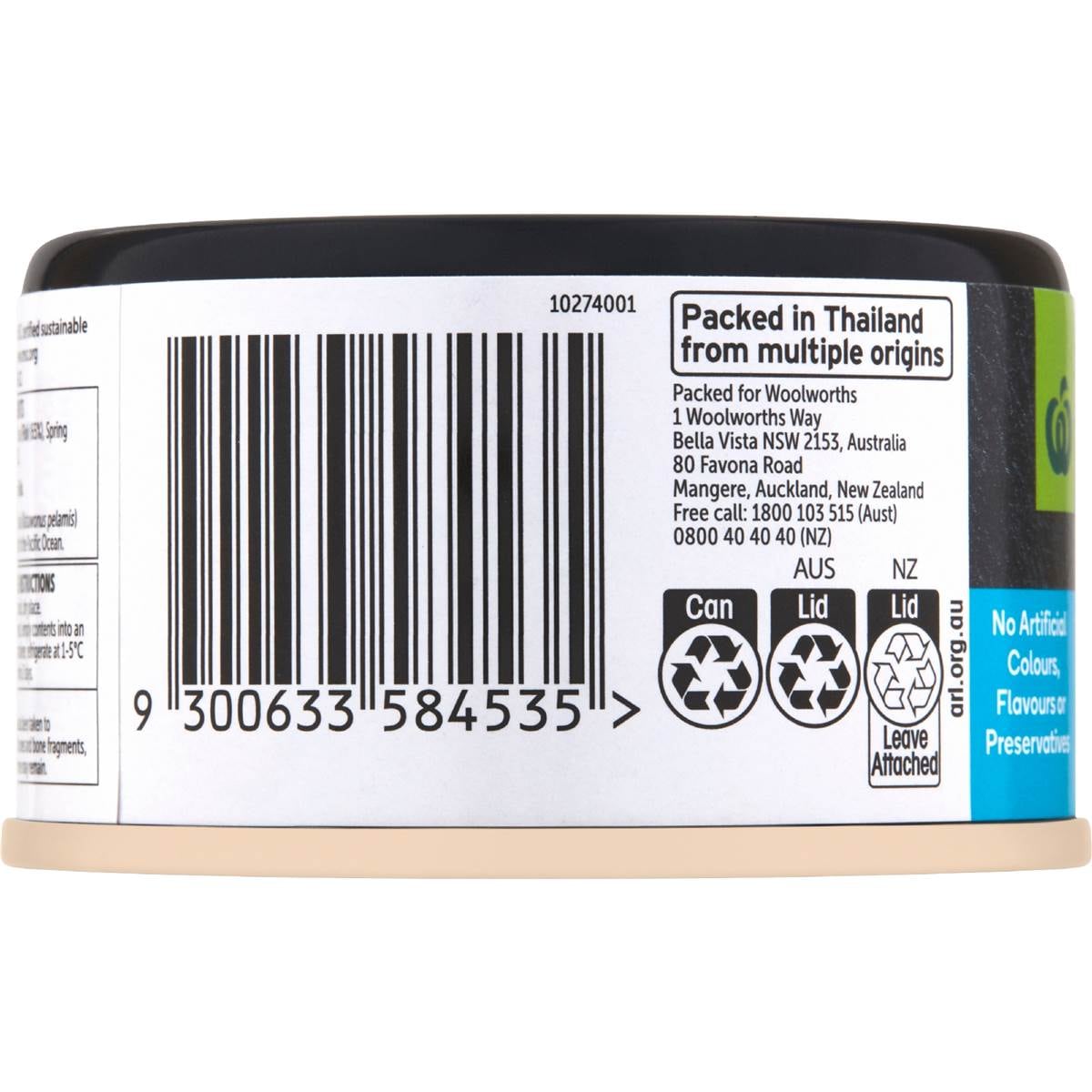 Woolworths Tuna In Springwater 95g Woolworths