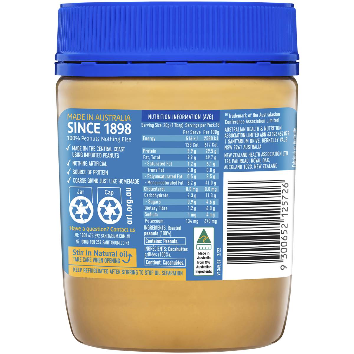 Sanitarium Natural Smooth Peanut Butter 375g Woolworths