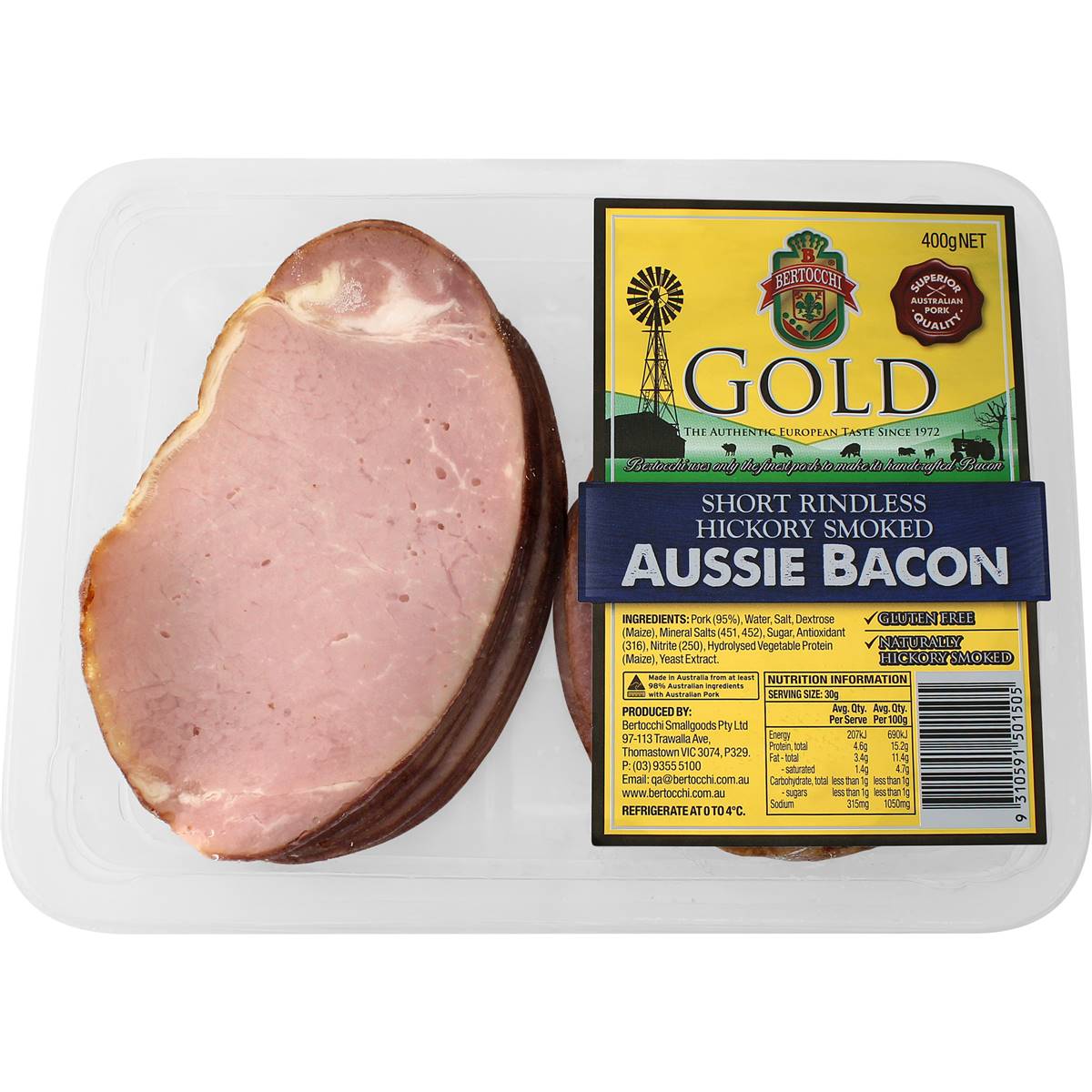 Bertocchi Gold Short Rindless Bacon 400g Woolworths