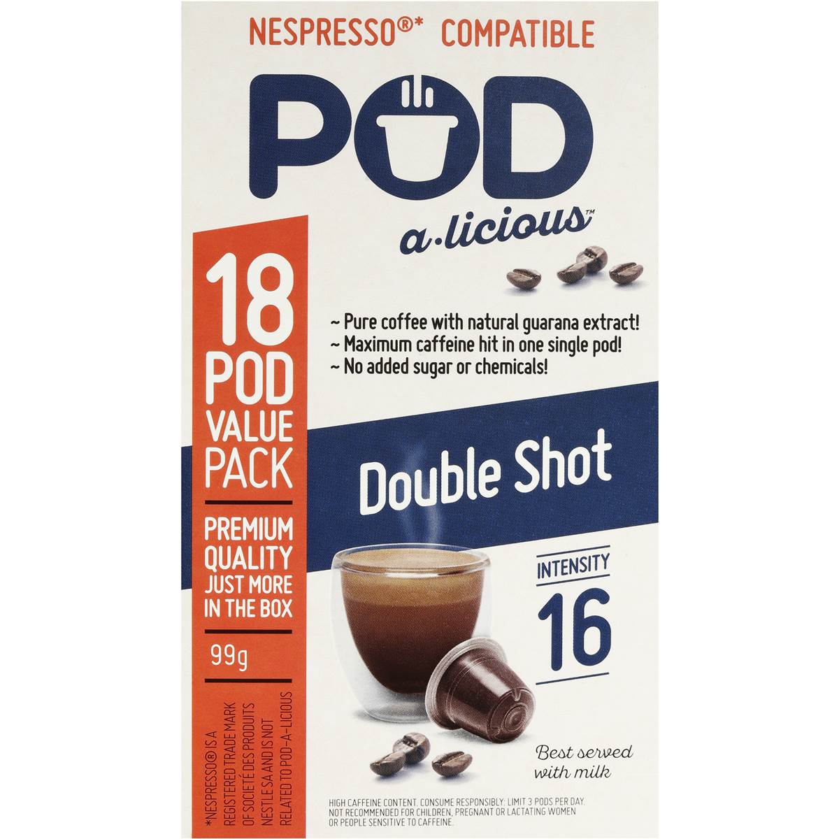 Pod A Licious Coffee Pods Double Shot 18 Pack Woolworths