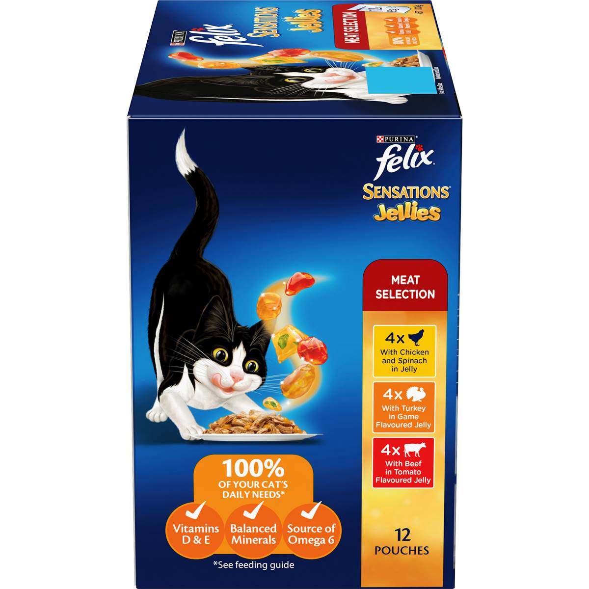 Felix Adult Sensations Jellies Meat Selection Wet Cat Food 85g X12 Pack