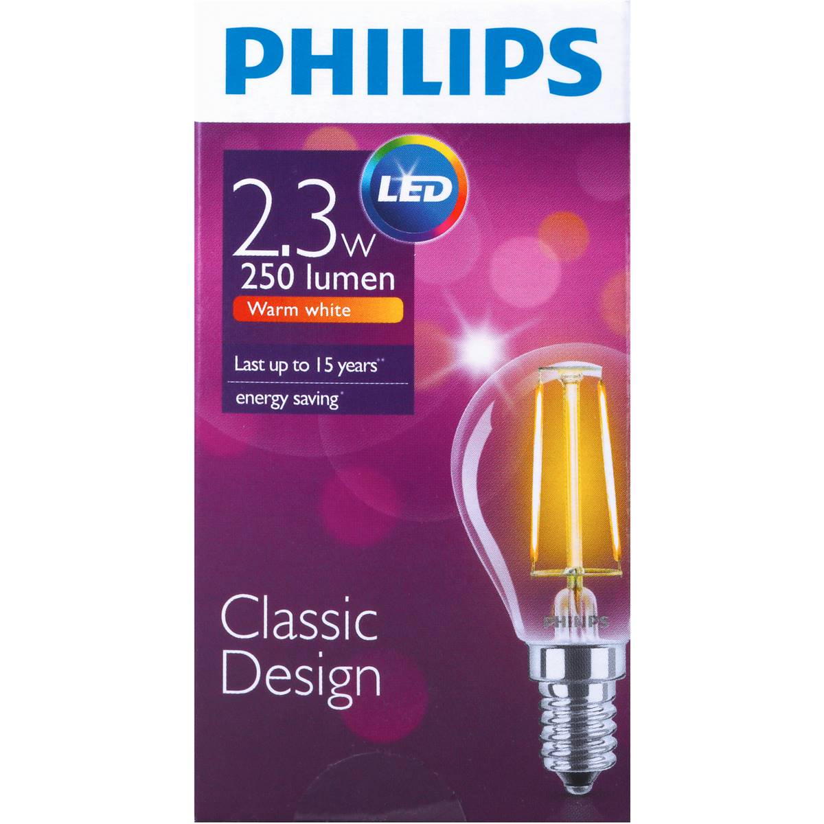Philips Light Globe Led Filament 250lm Round E14 Each Woolworths