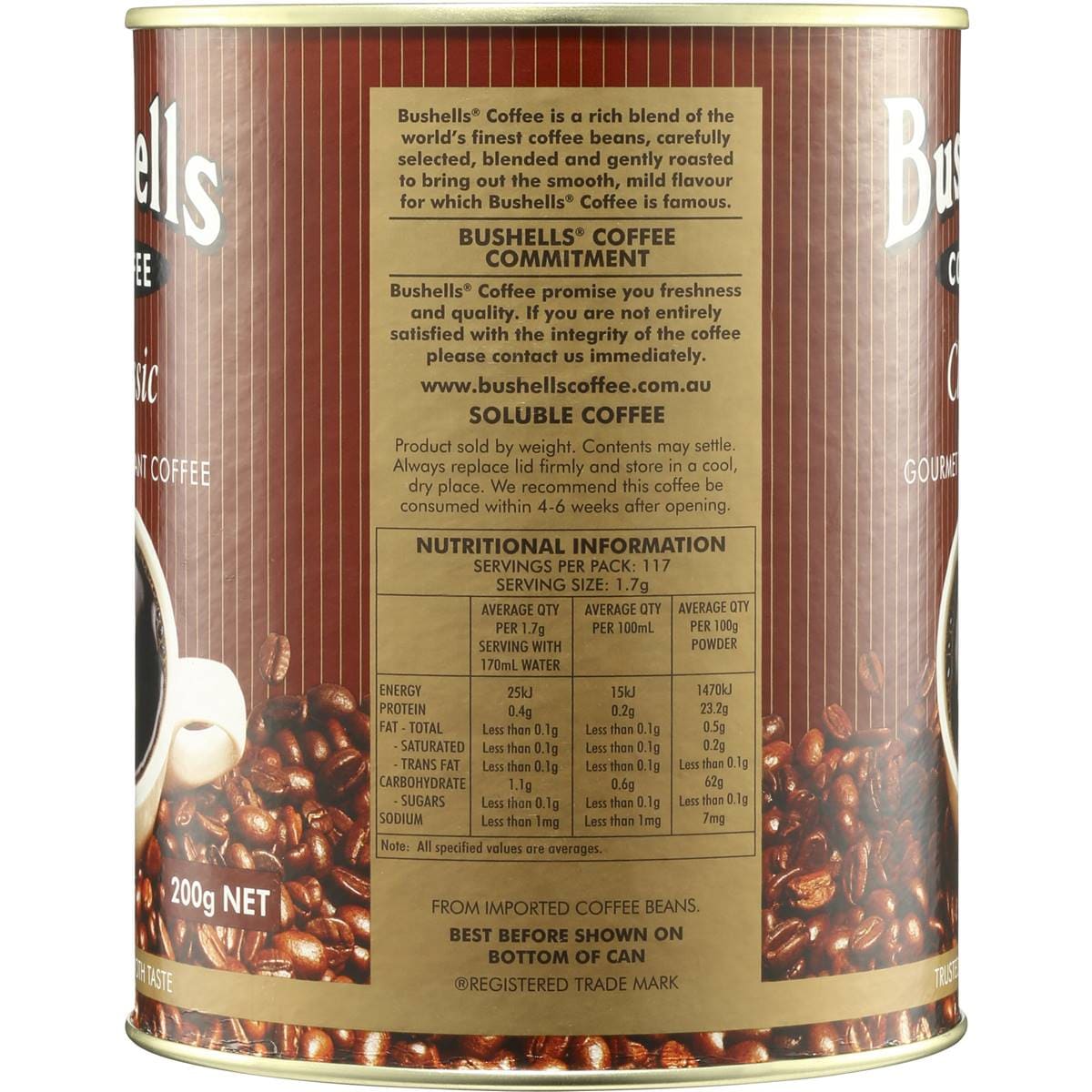 Bushells Powdered Coffee Classic 200g Woolworths