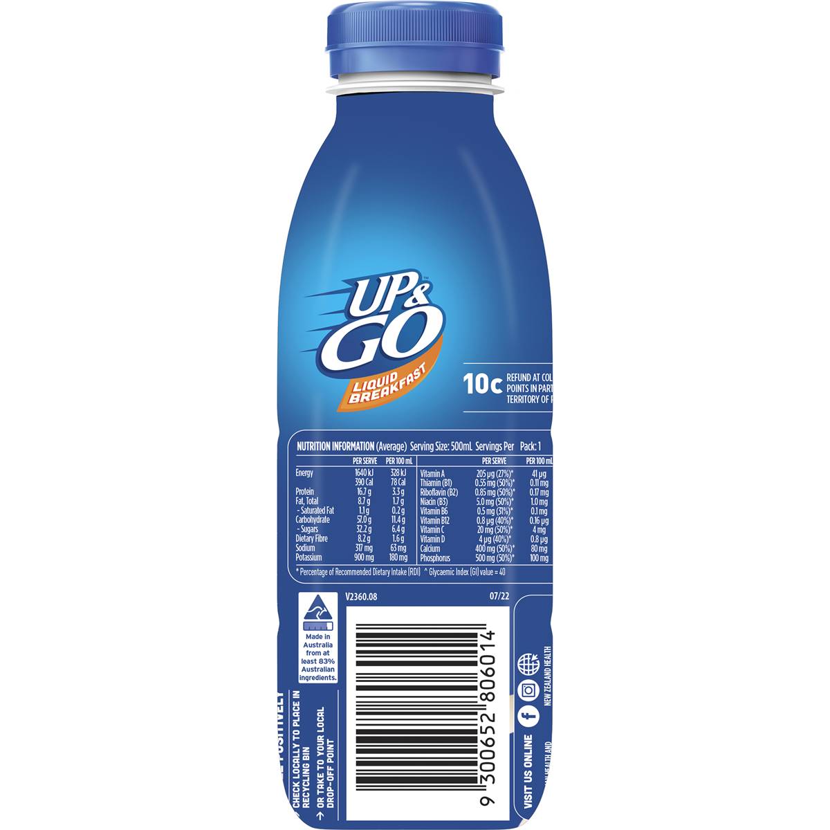 Sanitarium Up&go Vanilla Ice 500ml Woolworths