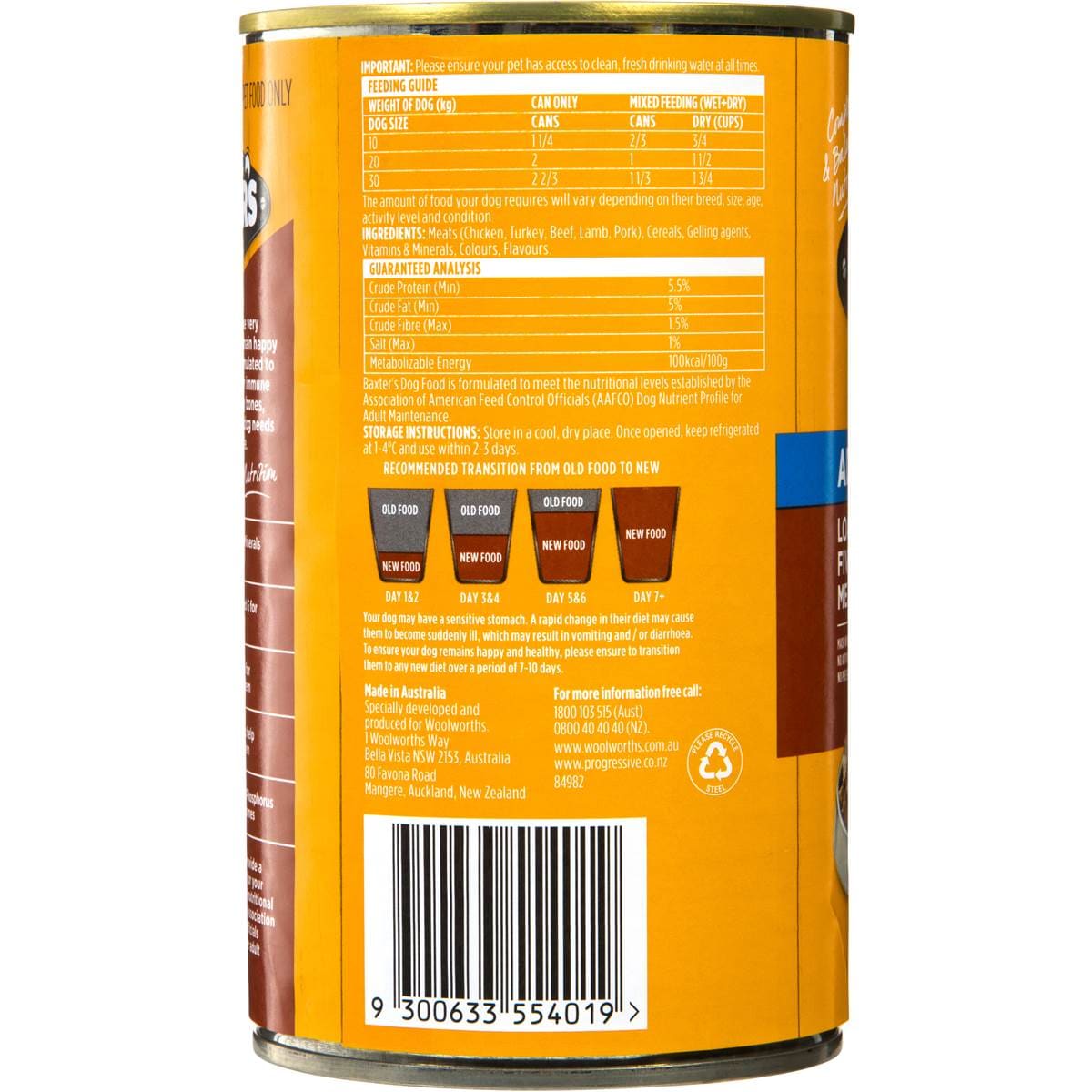 Baxter's Dog Food Loaf Five Meats 700g Woolworths