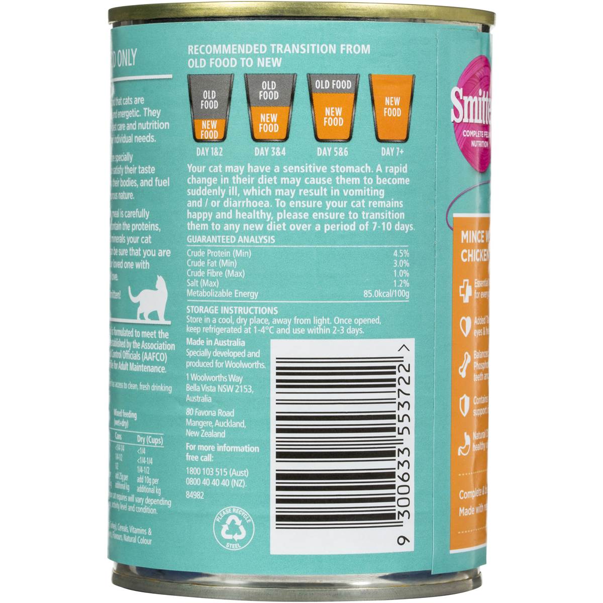 Smitten Cat Food Mince Chicken & Turkey 400g Woolworths