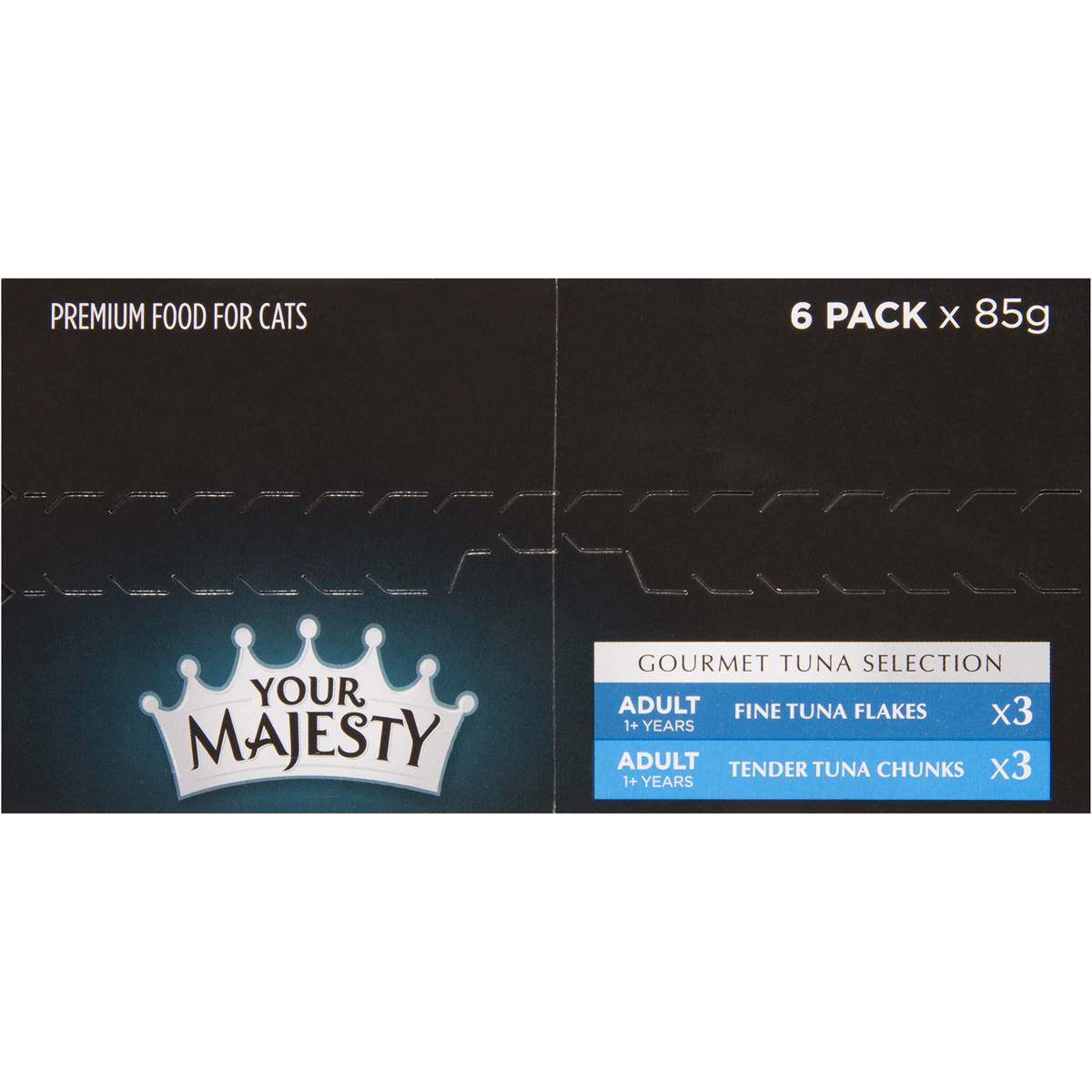 Your Majesty Cat Food Tuna Flakes & Chunks Selection 6x85g Woolworths