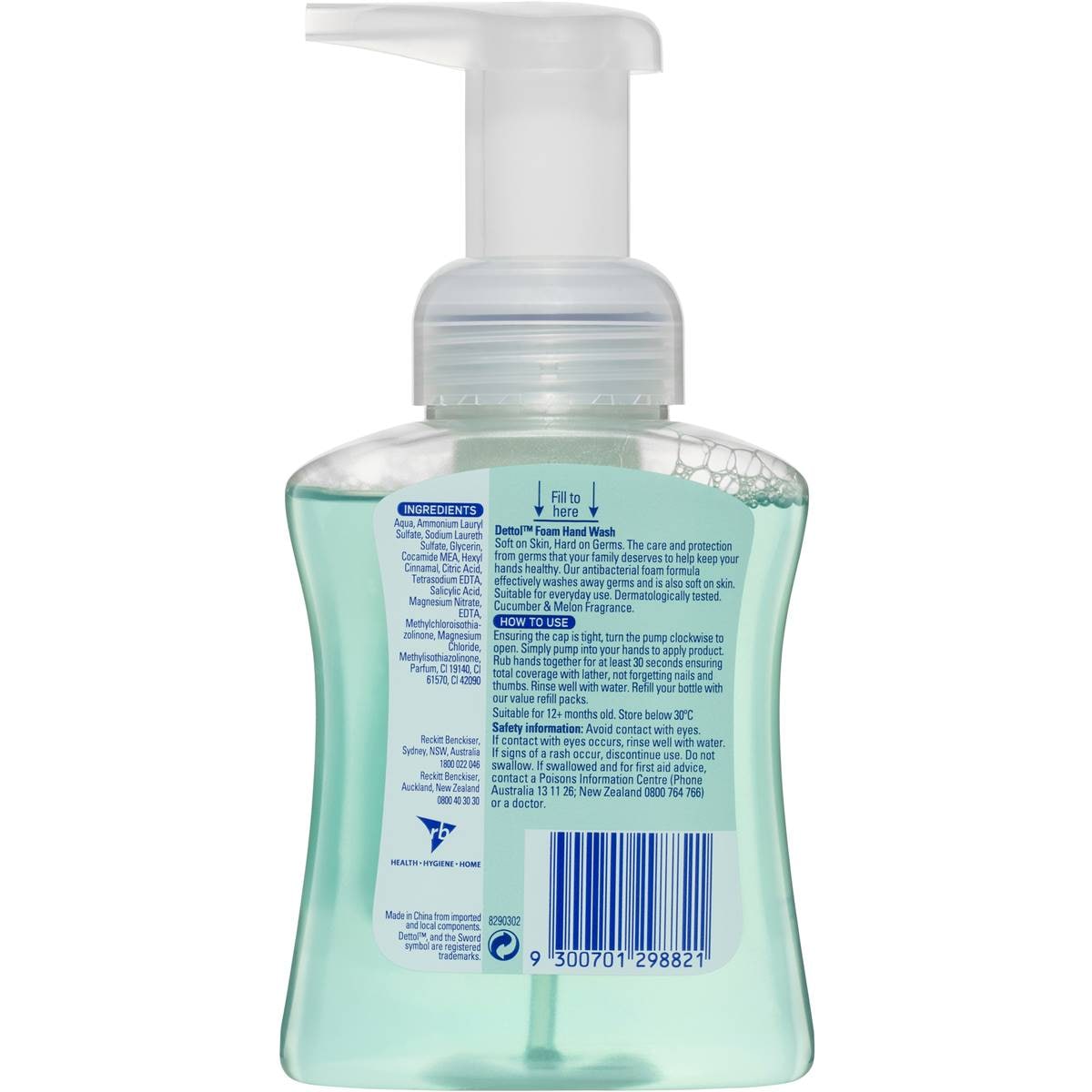 Dettol Antibacterial Foam Hand Wash Pump Cucumber And Melon 250ml