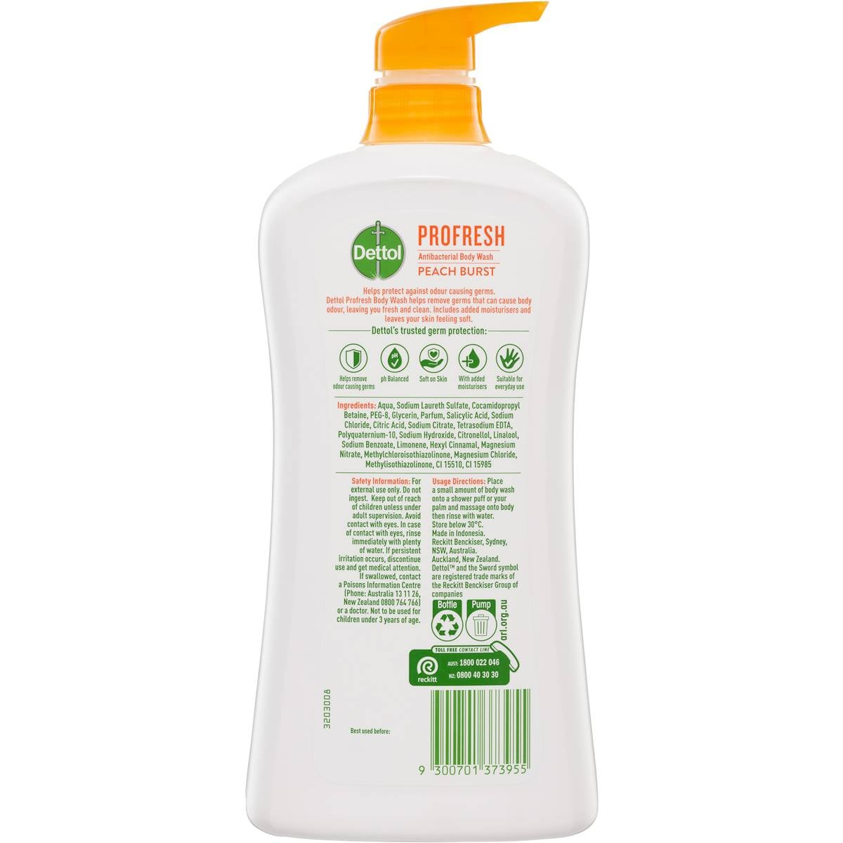 Dettol Profresh Shower Gel Body Wash Peach Burst 950ml Woolworths