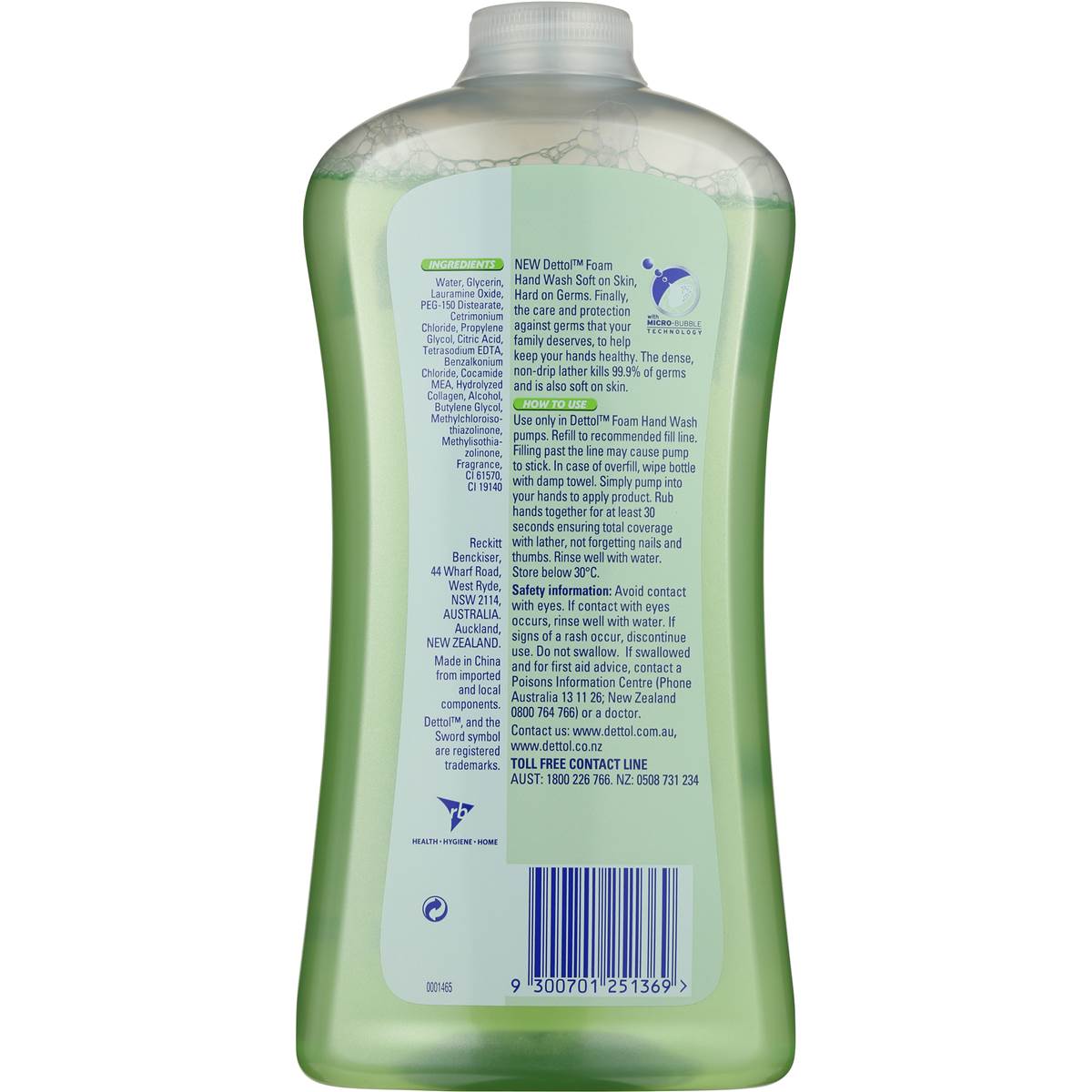 Dettol Foam Hand Wash Lime & Mint Refill 900ml Woolworths